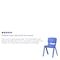 Flash Furniture Blue Plastic Stackable School Chair with 13.25" Seat Height, PK2 2-YU-YCX-004-BLUE-GG - alternate 3